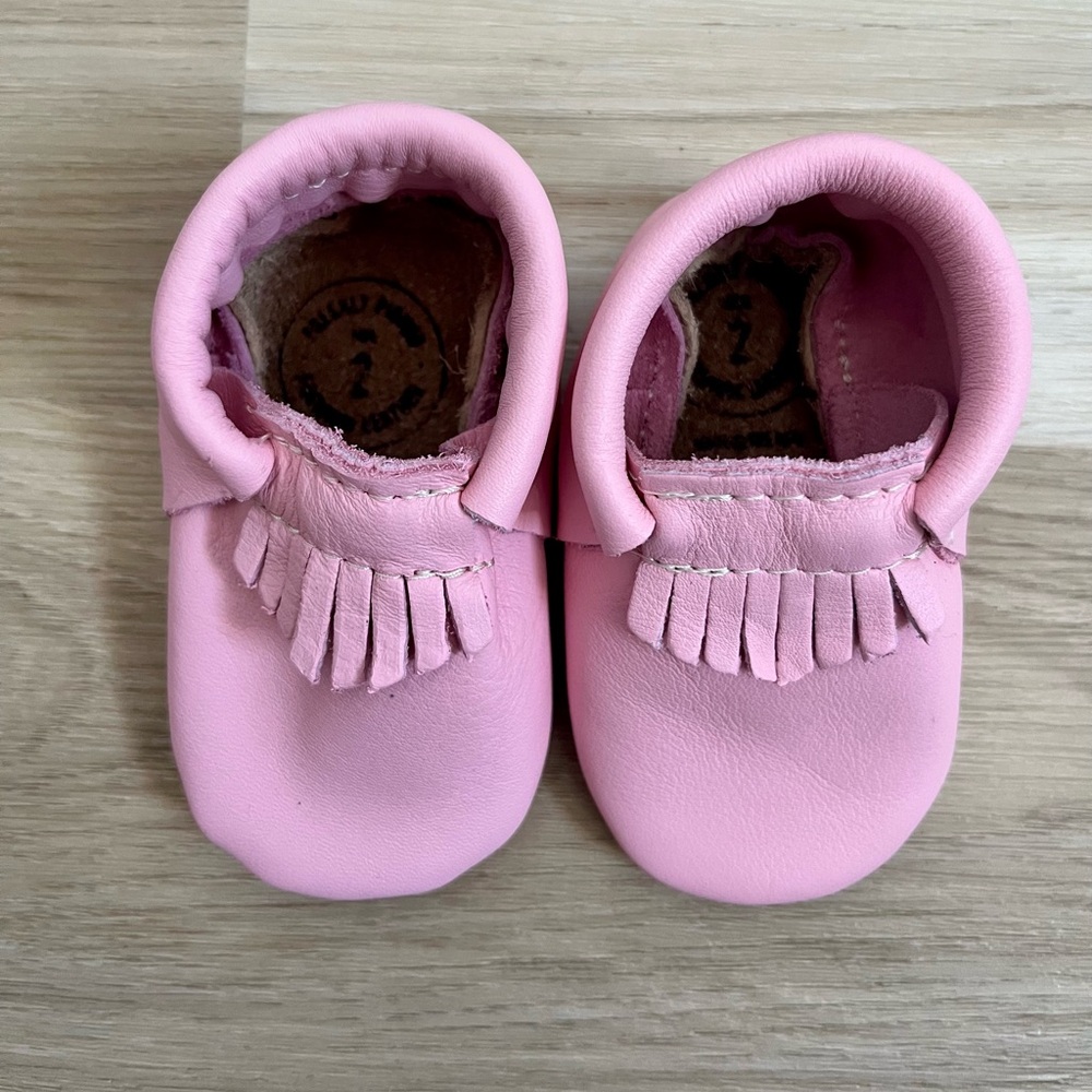 Freshly Picked Pink Baby Girl Moccasins Size 2 - Picture 2 of 5